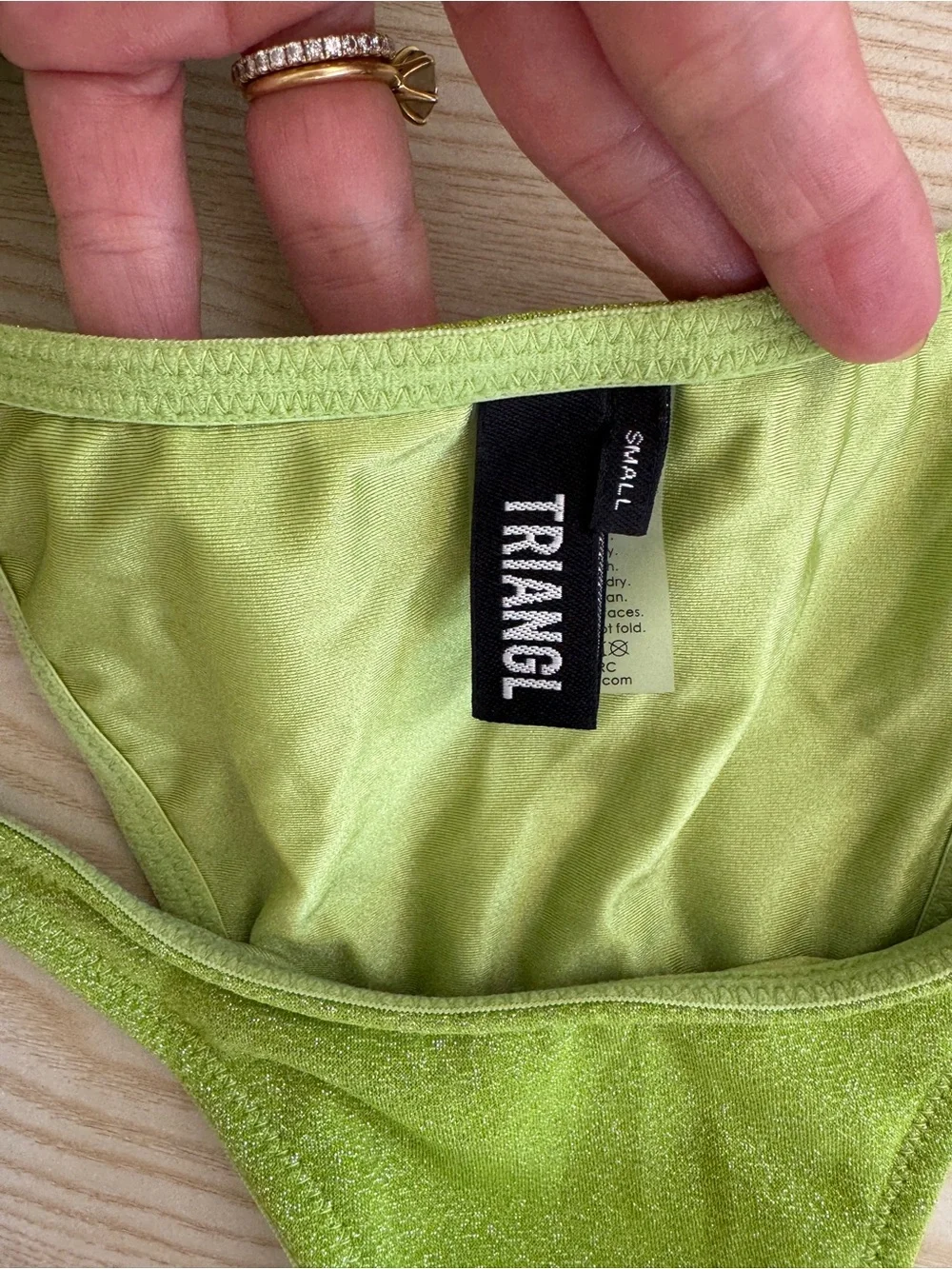 Triangl Mala Lime Green Shimmer Bikini Set with Neoprene Pouch